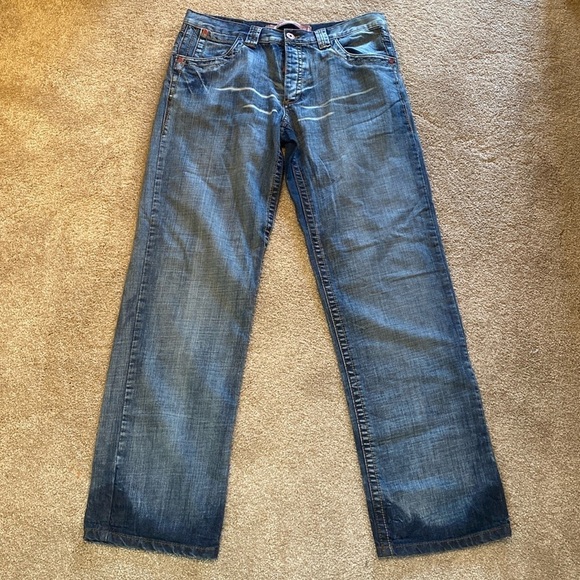 Zara 1975 Loose Fit Straight Low Rise Button Fly Mens Jeans Size W36 L34 TALL - Picture 1 of 16